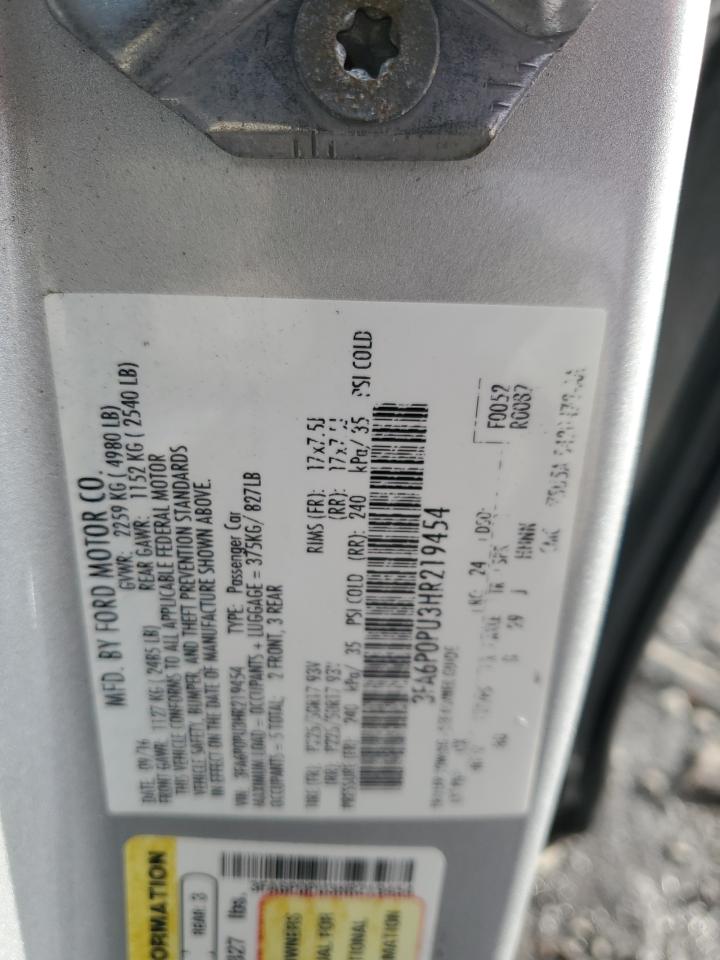 2017 Ford Fusion Se Phev VIN: 3FA6P0PU3HR219454 Lot: 92255085