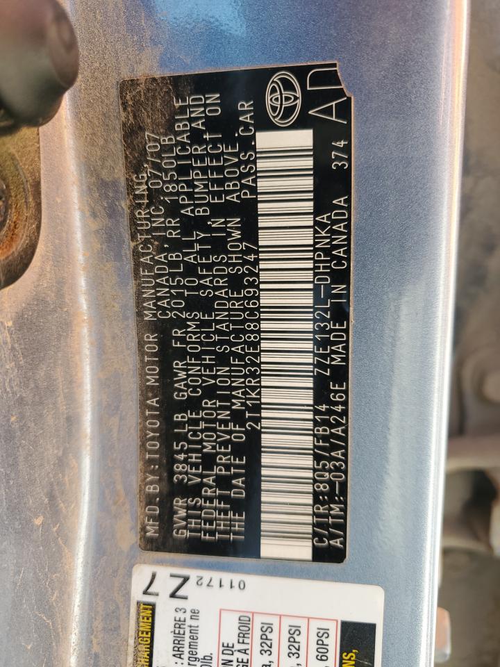 2008 Toyota Corolla Matrix Xr VIN: 2T1KR32E88C693247 Lot: 91569575