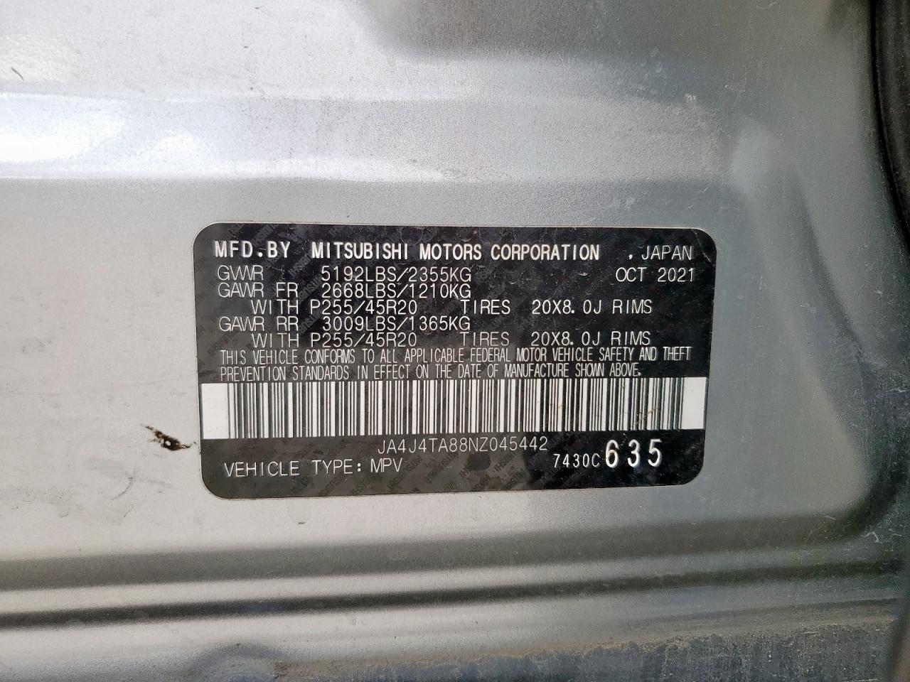 2022 Mitsubishi Outlander Es VIN: JA4J4TA88NZ045442 Lot: 93415845