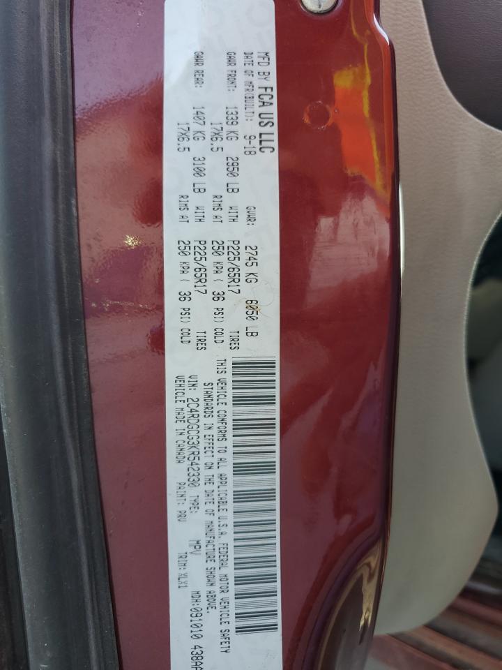 2019 Dodge Grand Caravan Sxt VIN: 2C4RDGCG3KR542330 Lot: 91369795