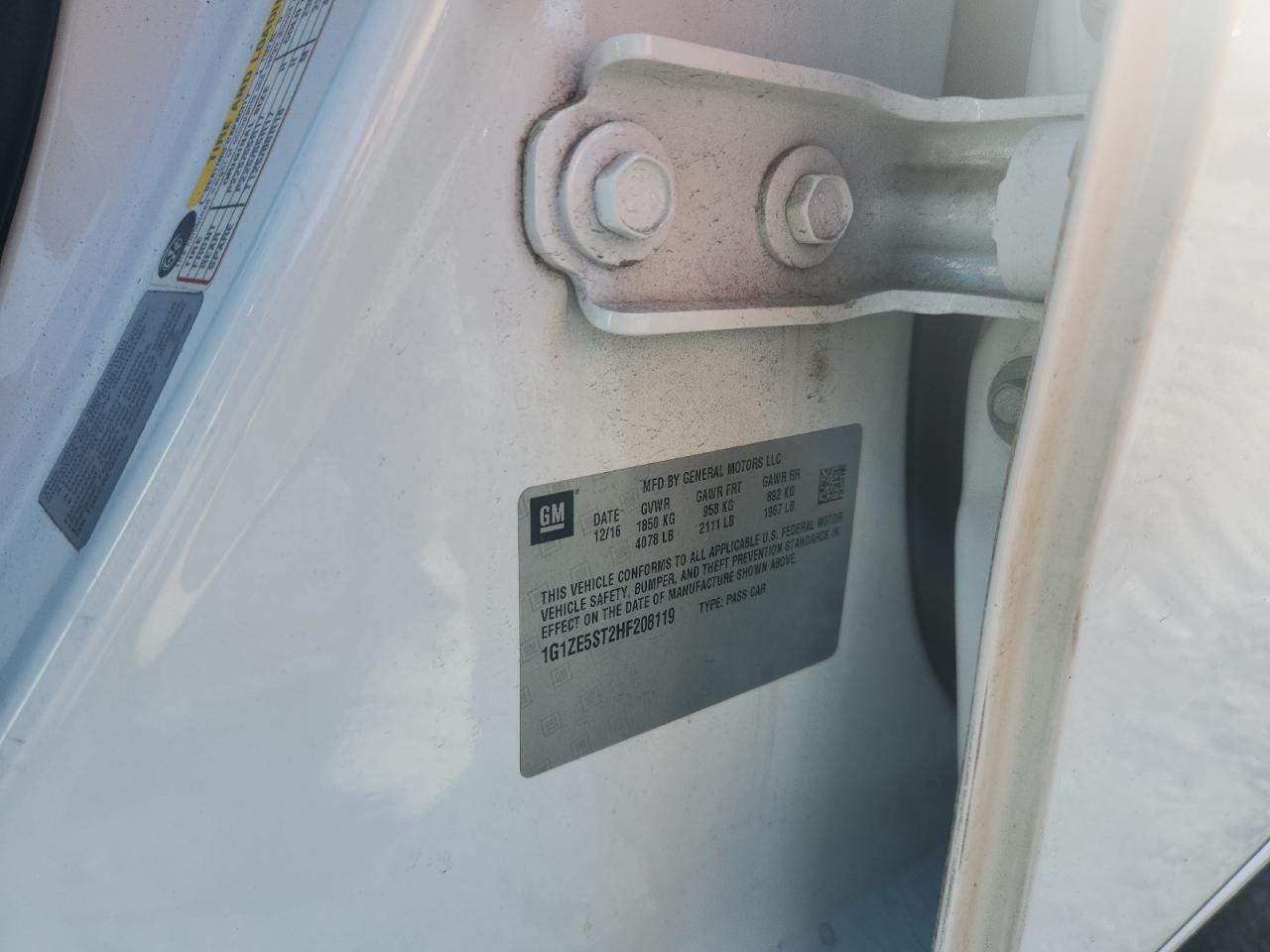 2017 Chevrolet Malibu Lt VIN: 1G1ZE5ST2HF208119 Lot: 93566365