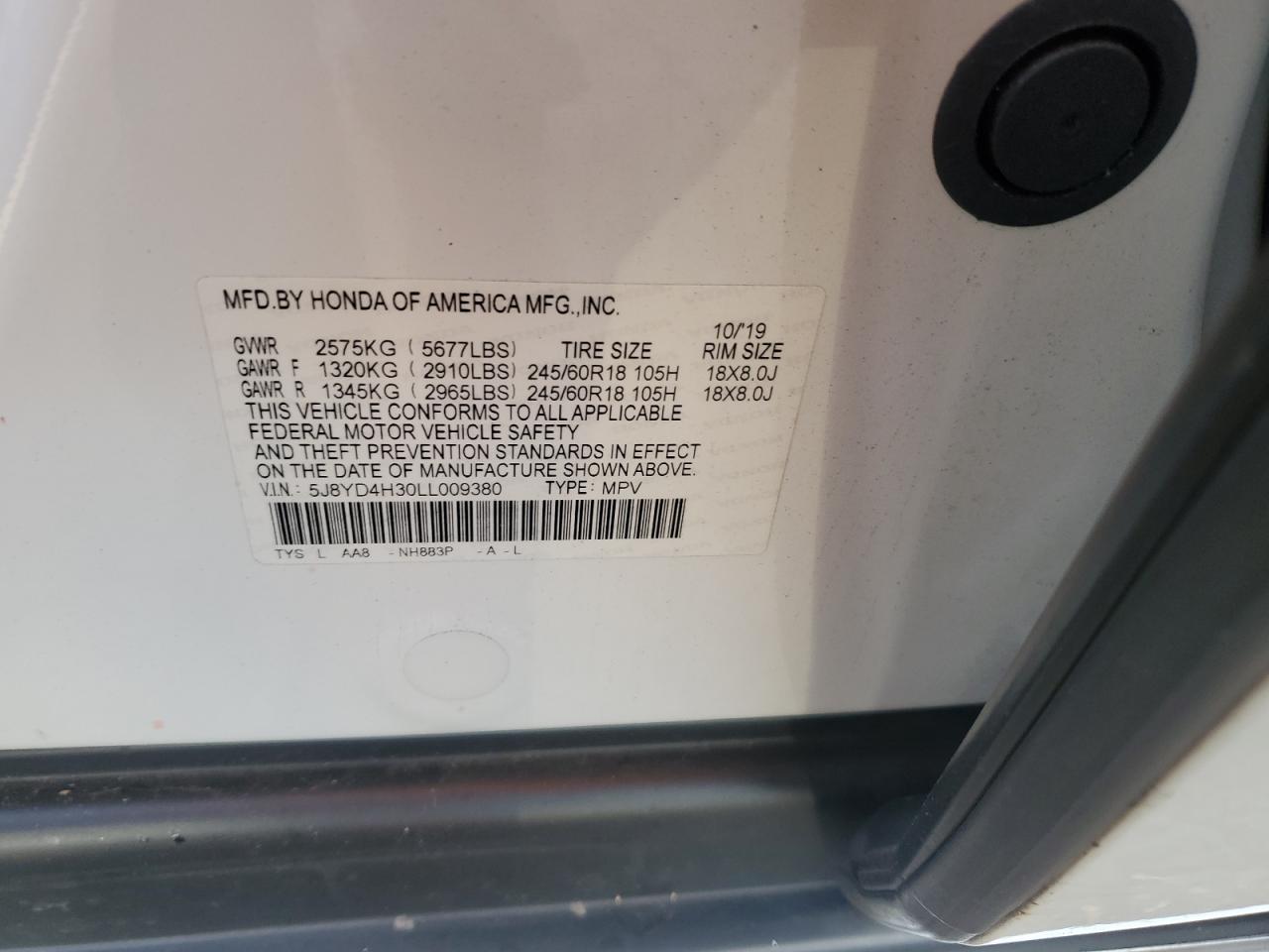 2020 Acura Mdx VIN: 5J8YD4H30LL009380 Lot: 81791075