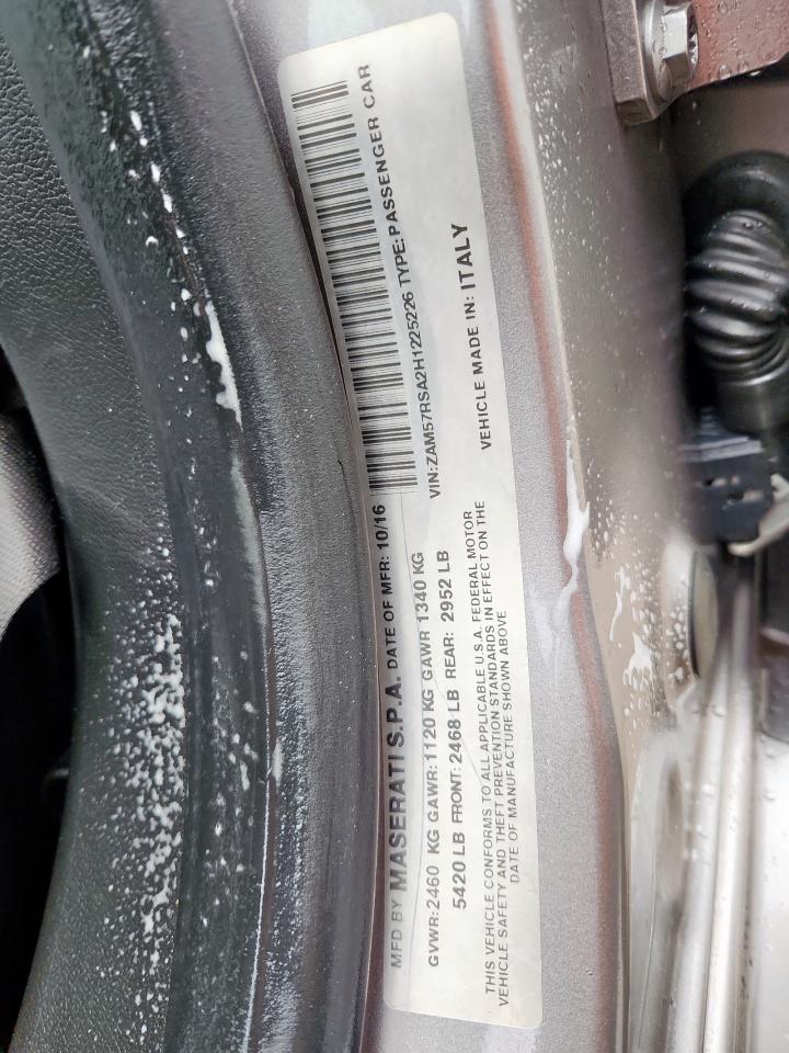 2017 Maserati Ghibli S VIN: ZAM57RSA2H1225226 Lot: 93521045