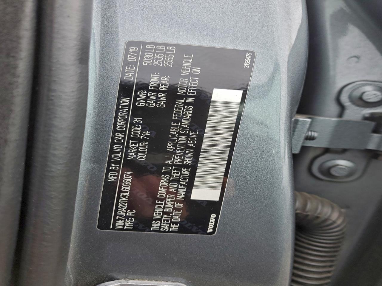 2020 Volvo S60 T6 Momentum VIN: 7JRA22TK3LG036074 Lot: 93625245