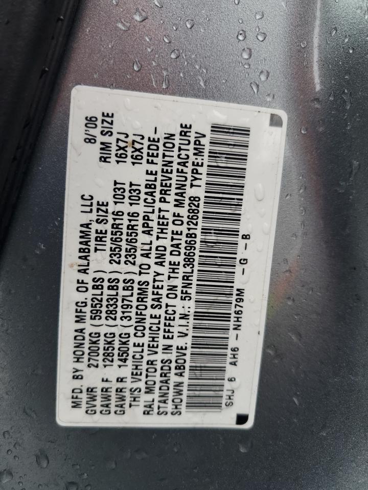 2006 Honda Odyssey Exl VIN: 5FNRL38696B126828 Lot: 92945425