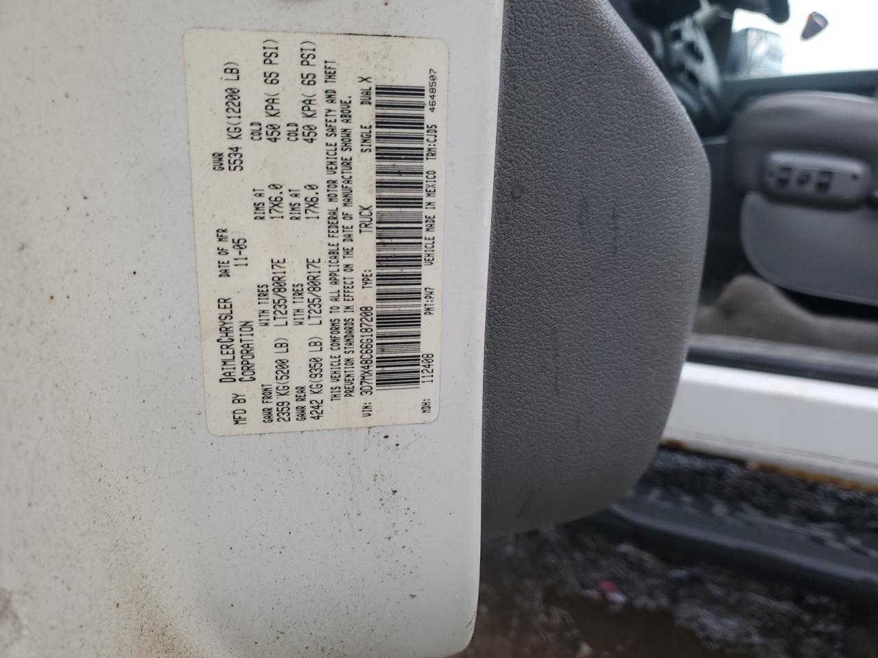 2006 Dodge Ram 3500 St VIN: 3D7MX48C66G187208 Lot: 93074085