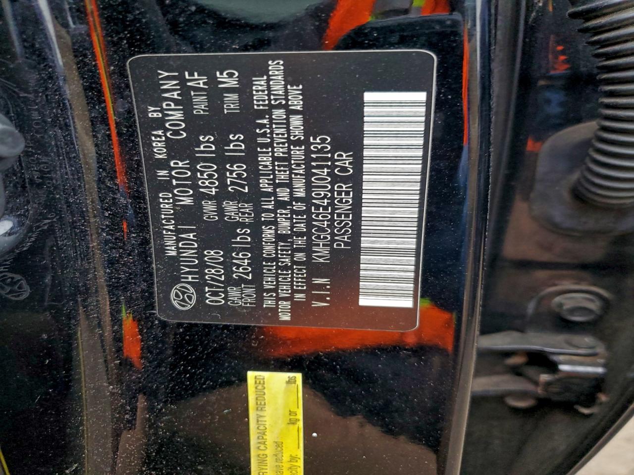 2009 Hyundai Genesis 3.8L VIN: KMHGC46E49U041135 Lot: 93652575