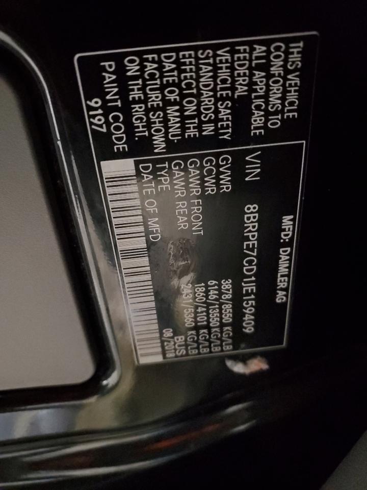 2018 Mercedes-Benz Sprinter 2500 VIN: 8BRPE7CD1JE159409 Lot: 92707925