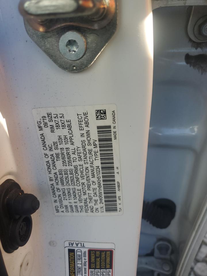 2019 Honda Cr-V Exl VIN: 2HKRW1H84KH510234 Lot: 90364475