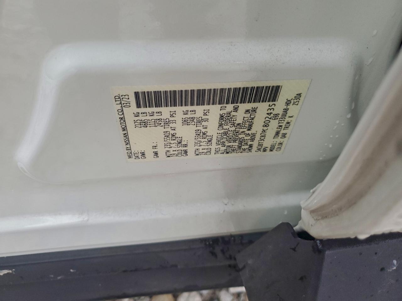 2023 Nissan Rogue Sl VIN: 5N1BT3CB7PC802435 Lot: 94252115