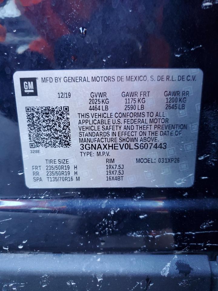 2020 Chevrolet Equinox Ls VIN: 3GNAXHEV0LS607443 Lot: 92426475