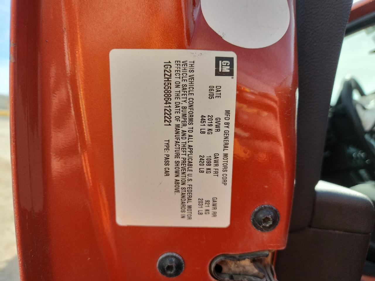 2006 Pontiac G6 Gt VIN: 1G2ZH558864122221 Lot: 92122775