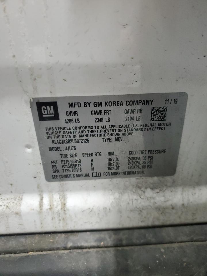 2020 Buick Encore Preferred VIN: KL4CJASB2LB072125 Lot: 93316375