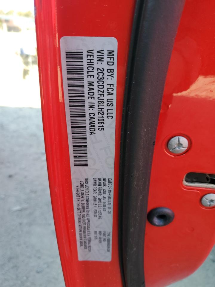 2020 Dodge Challenger R/T Scat Pack VIN: 2C3CDZFJ8LH210615 Lot: 91887695