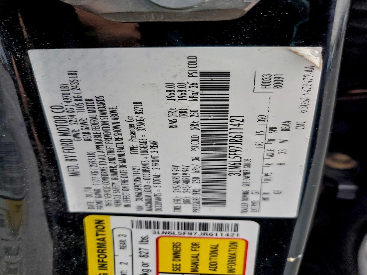 2018 Lincoln Mkz Reserve VIN: 3LN6L5F97JR611421 Lot: 93629965