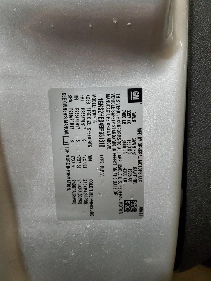 2011 GMC Yukon Xl K1500 Sle VIN: 1GKS2HE34BR331610 Lot: 93440365