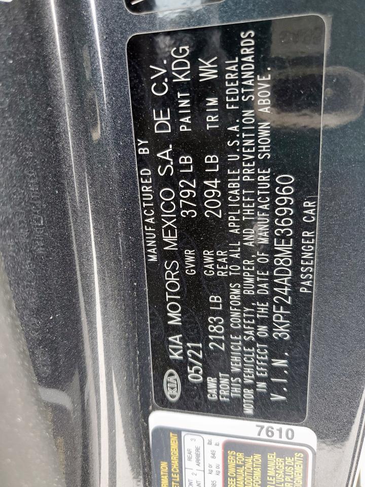 2021 Kia Forte Fe VIN: 3KPF24AD8ME369960 Lot: 93213035