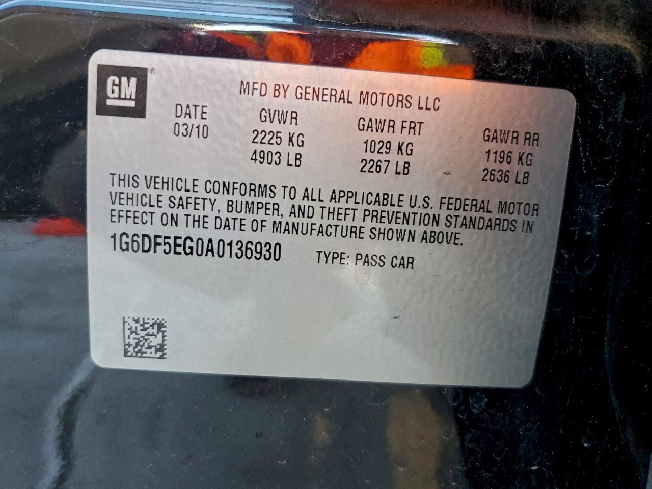 2010 Cadillac Cts Luxury Collection VIN: 1G6DF5EG0A0136930 Lot: 93442705