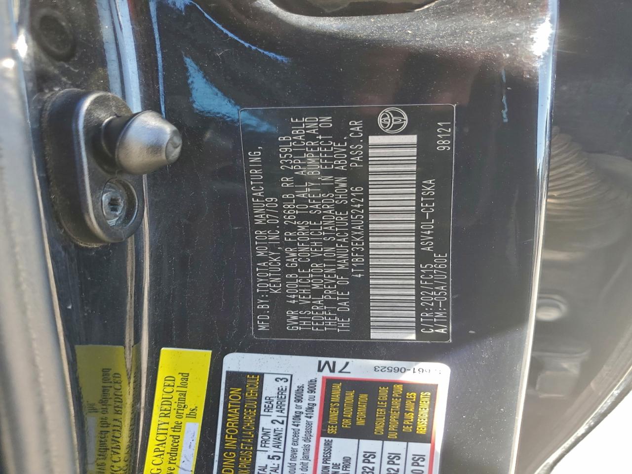 2010 Toyota Camry Base VIN: 4T1BF3EKXAU524216 Lot: 94639395