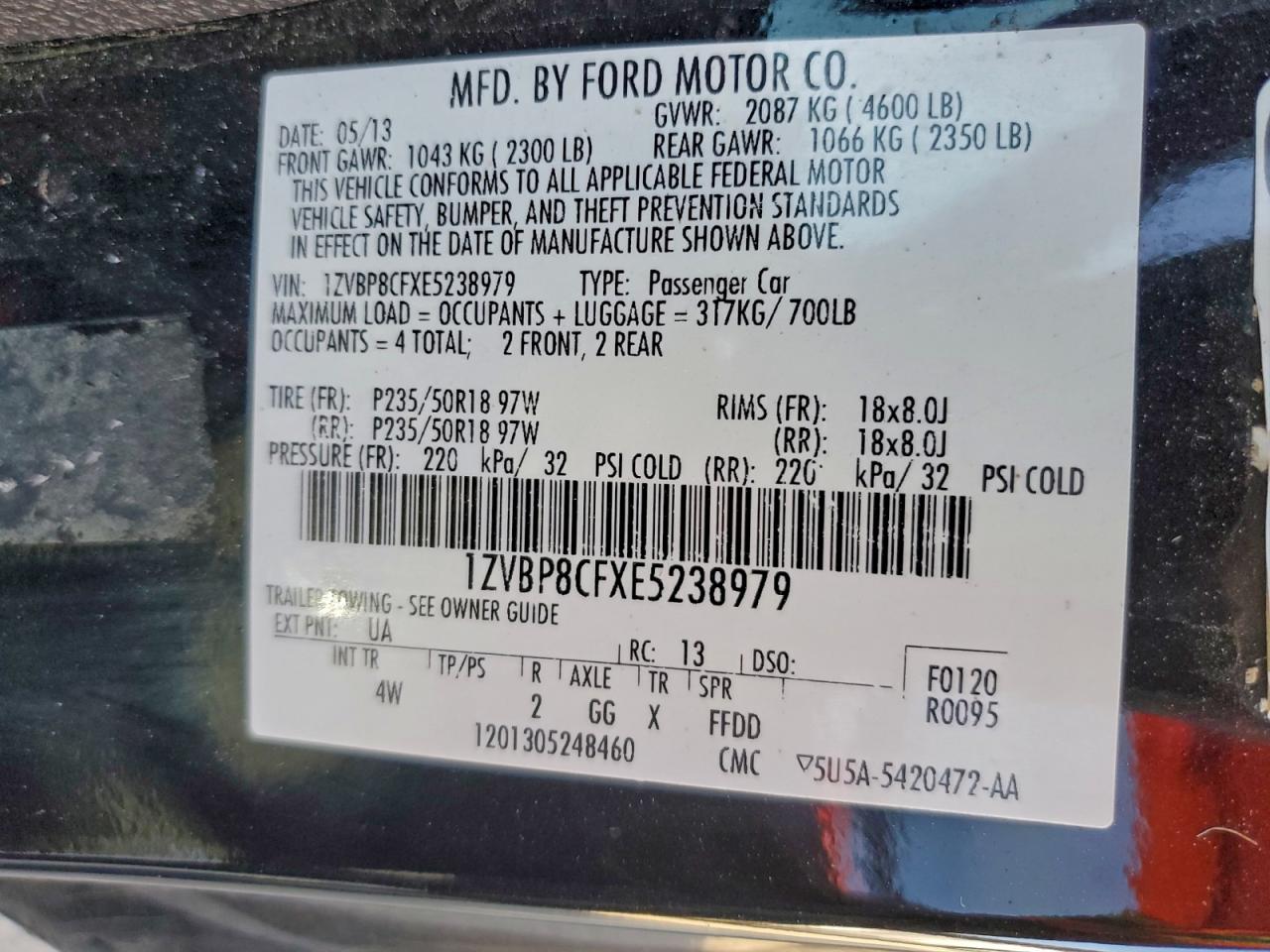 2014 Ford Mustang Gt VIN: 1ZVBP8CFXE5238979 Lot: 94125885