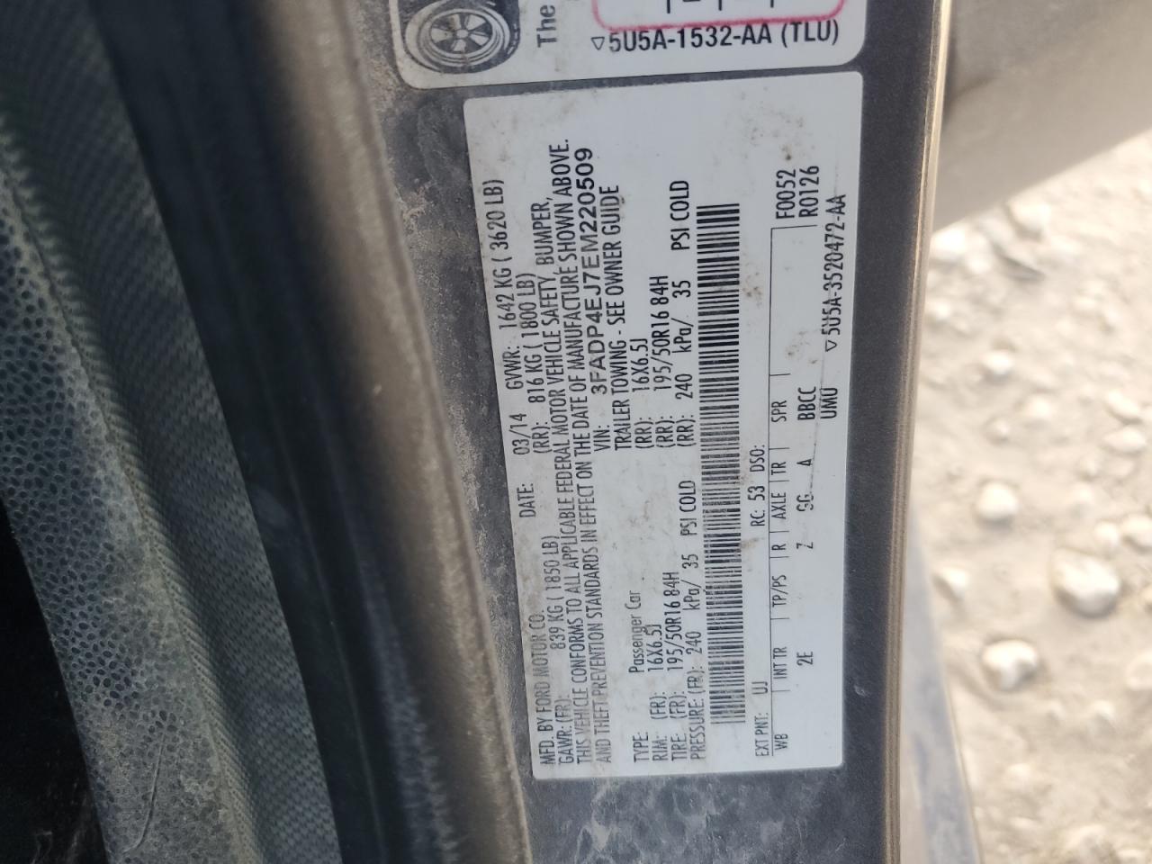 2014 Ford Fiesta Se VIN: 3FADP4EJ7EM220509 Lot: 92857705