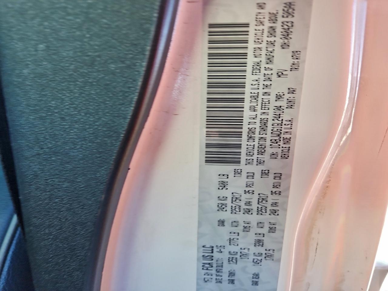 2016 Jeep Wrangler Unlimited Sport VIN: 1C4BJWDG1GL244104 Lot: 93997835