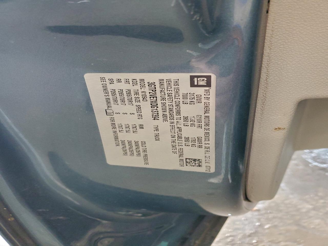 2013 GMC Sierra K1500 Sle VIN: 3GTP2VE7XDG137394 Lot: 93031895