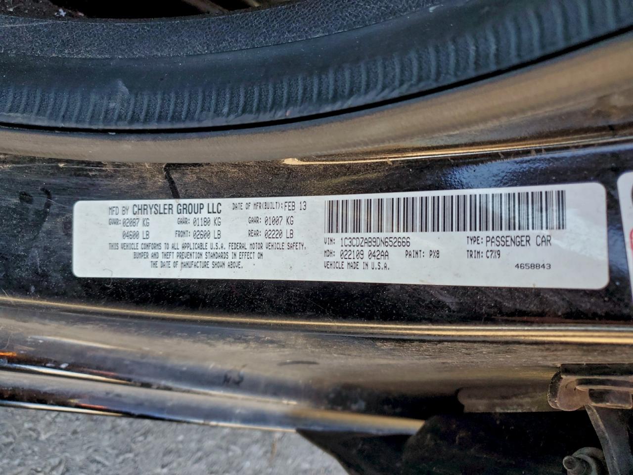 2013 Dodge Avenger Se VIN: 1C3CDZAB9DN652666 Lot: 93770245