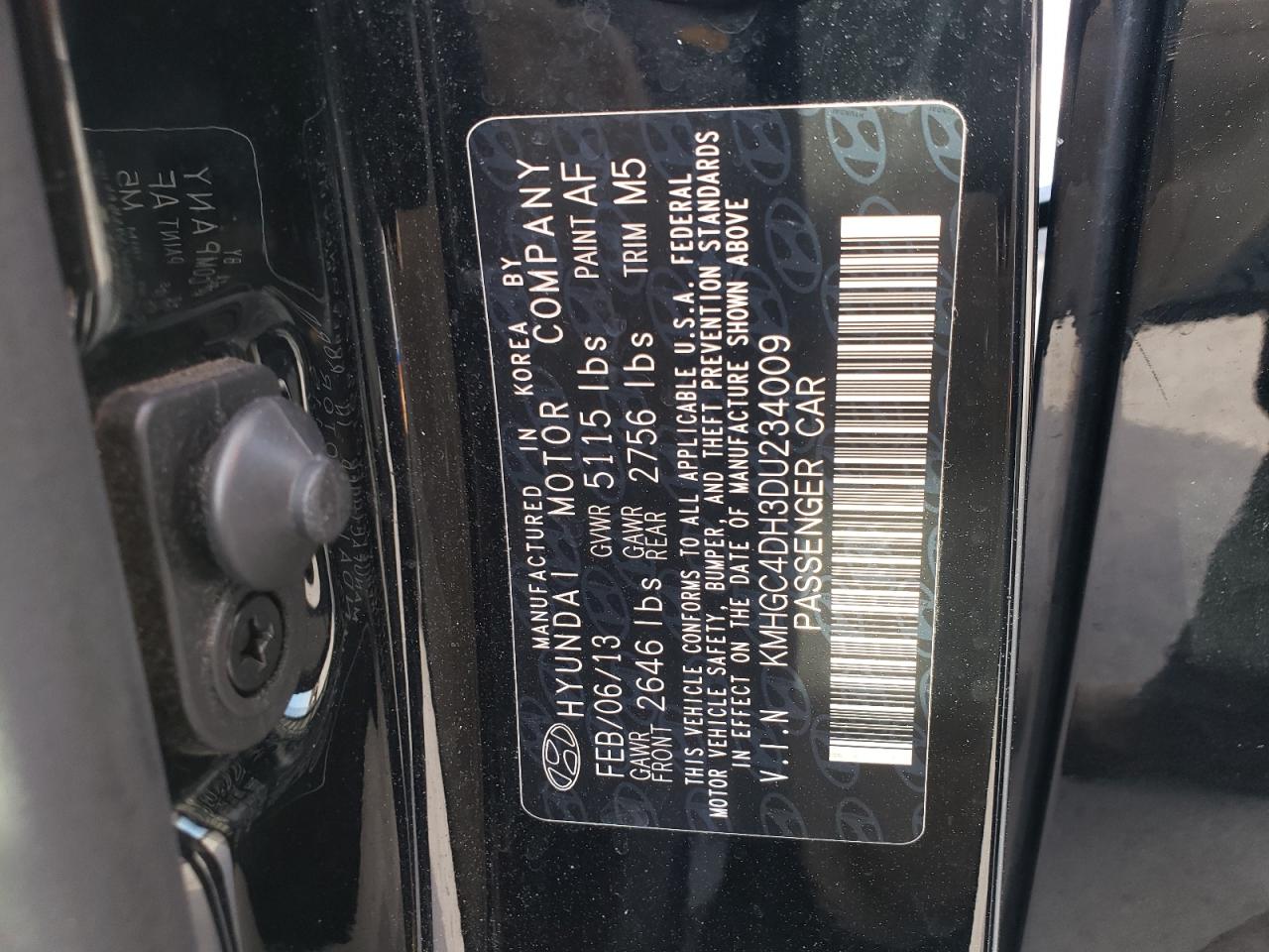 2013 Hyundai Genesis 5.0L VIN: KMHGC4DH3DU234009 Lot: 91929305