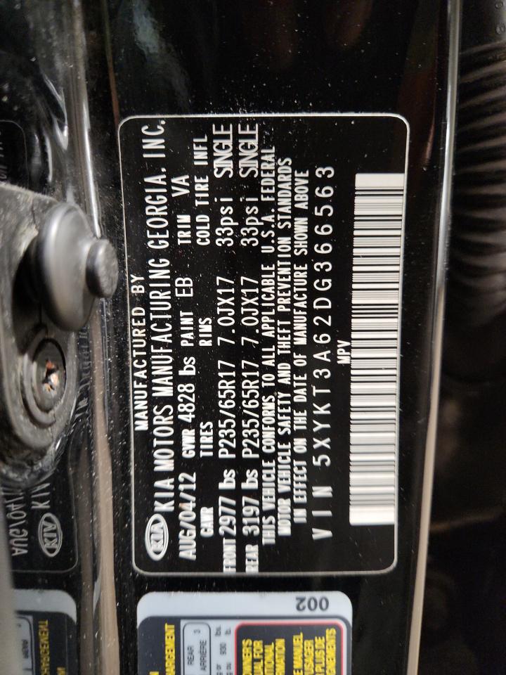 2013 Kia Sorento Lx VIN: 5XYKT3A62DG366563 Lot: 91921425