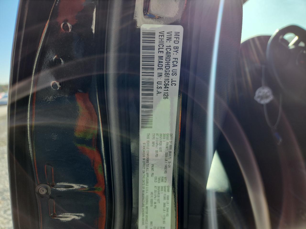 2021 Dodge Durango Gt VIN: 1C4RDHDG6MC641126 Lot: 91903715