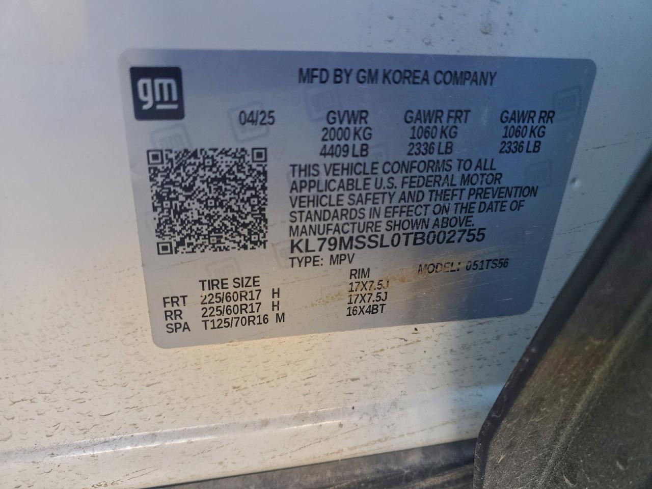 2026 Chevrolet Trailblazer Activ VIN: KL79MSSL0TB002755 Lot: 94485085