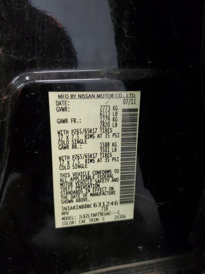 2011 Nissan Pathfinder S VIN: 5N1AR1NB8BC631246 Lot: 91797245