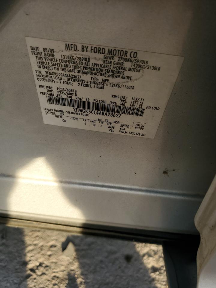 2010 Ford Flex Sel VIN: 2FMGK5CC4ABA23627 Lot: 91236925