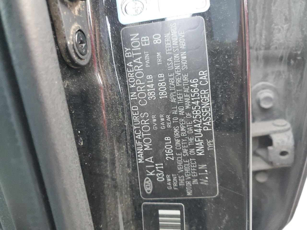 2011 Kia Forte Ex VIN: KNAFU4A25B5415646 Lot: 93066905