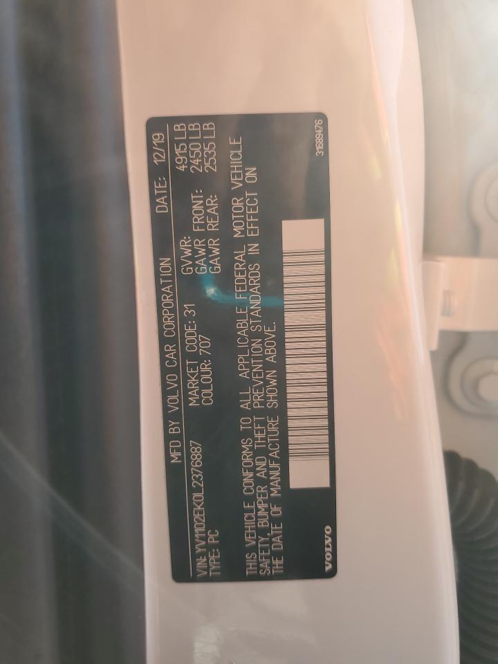 2020 Volvo V60 T5 Momentum VIN: YV1102EK0L2376887 Lot: 92214865