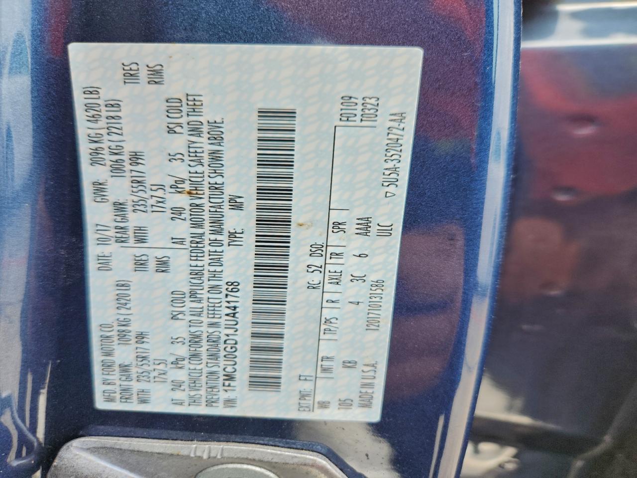 2018 Ford Escape Se VIN: 1FMCU0GD1JUA41768 Lot: 93837215