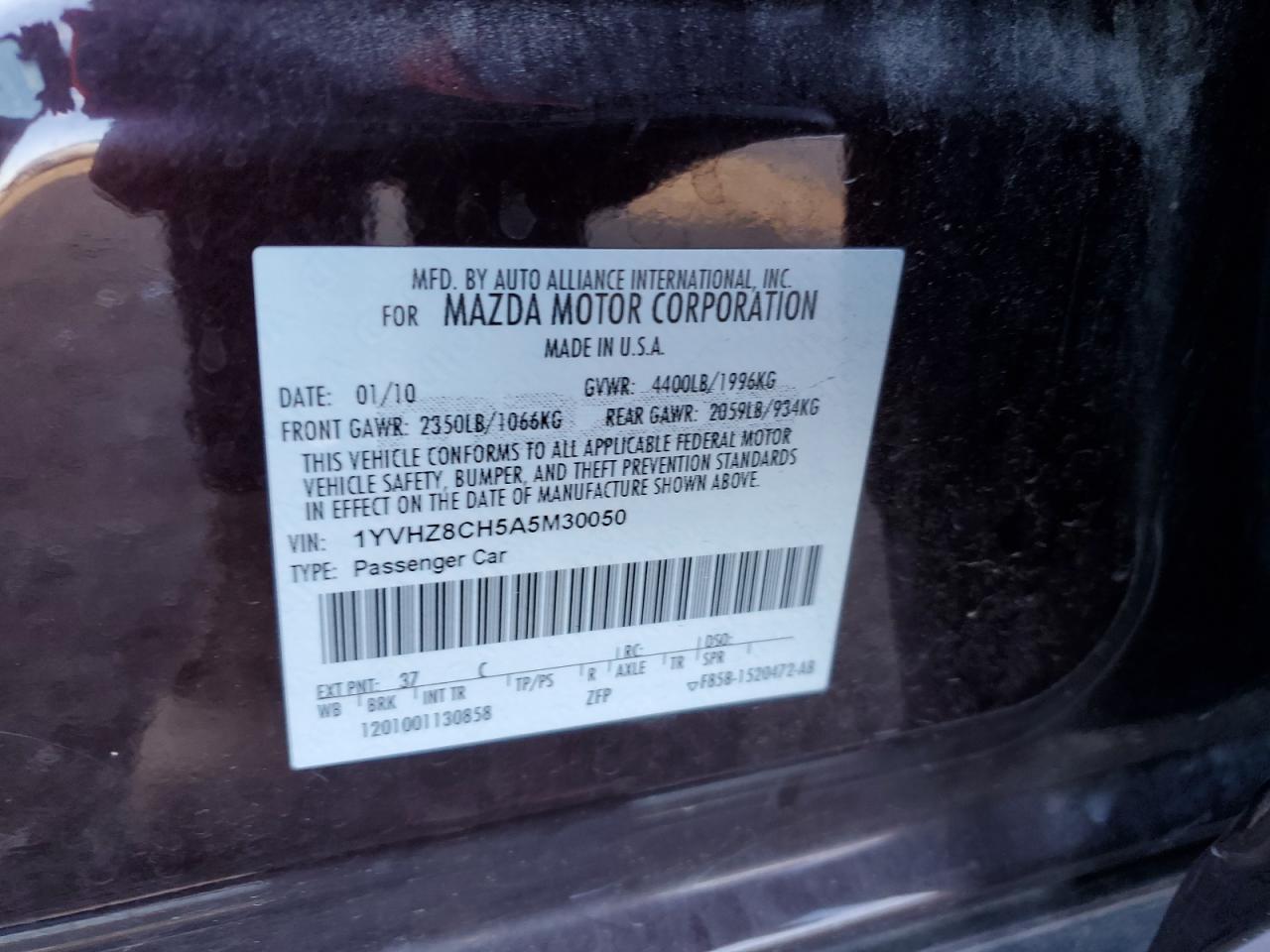 2010 Mazda 6 I VIN: 1YVHZ8CH5A5M30050 Lot: 90848345