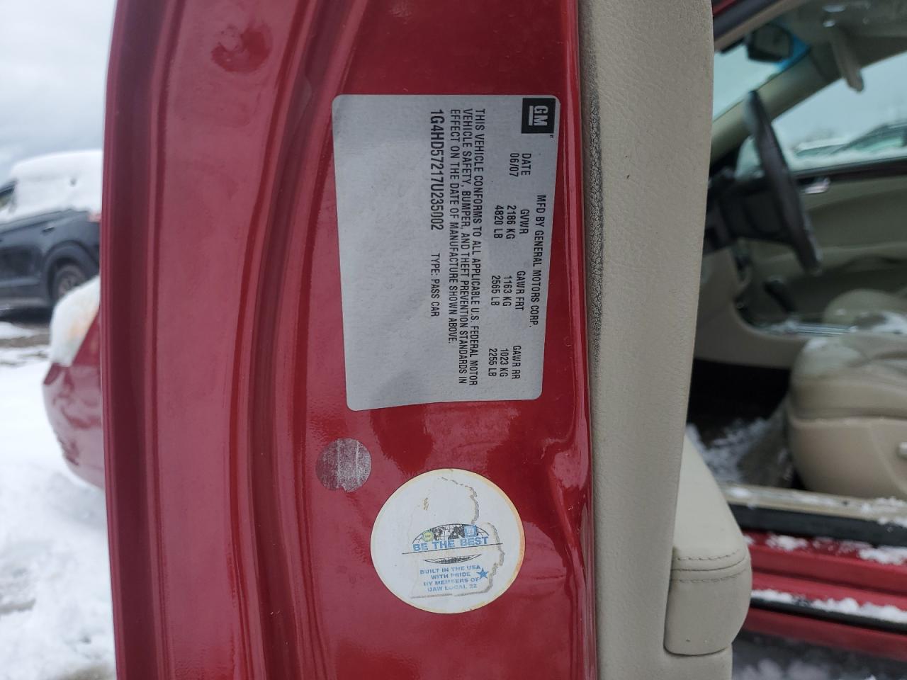 2007 Buick Lucerne Cxl VIN: 1G4HD57217U235002 Lot: 91827105