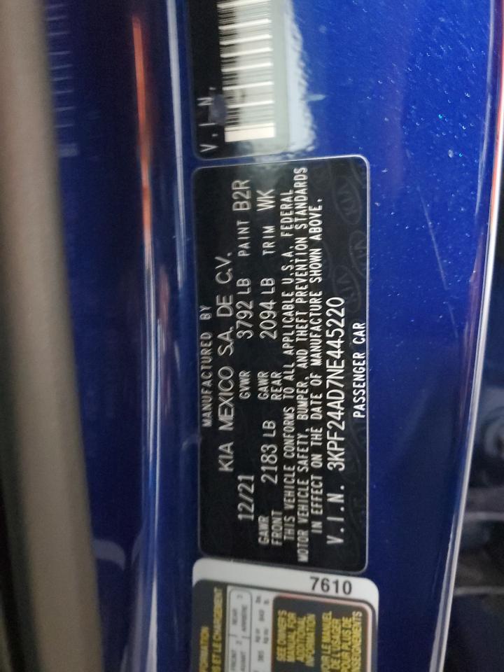 2022 Kia Forte Fe VIN: 3KPF24AD7NE445220 Lot: 91582215