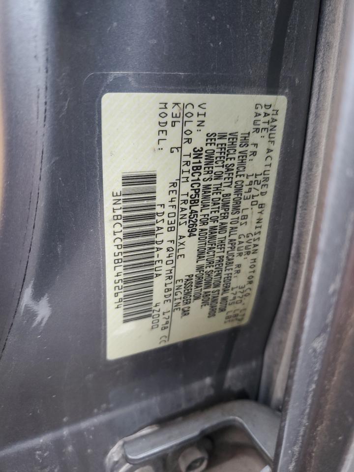 2011 Nissan Versa S VIN: 3N1BC1CP5BL452694 Lot: 93040805