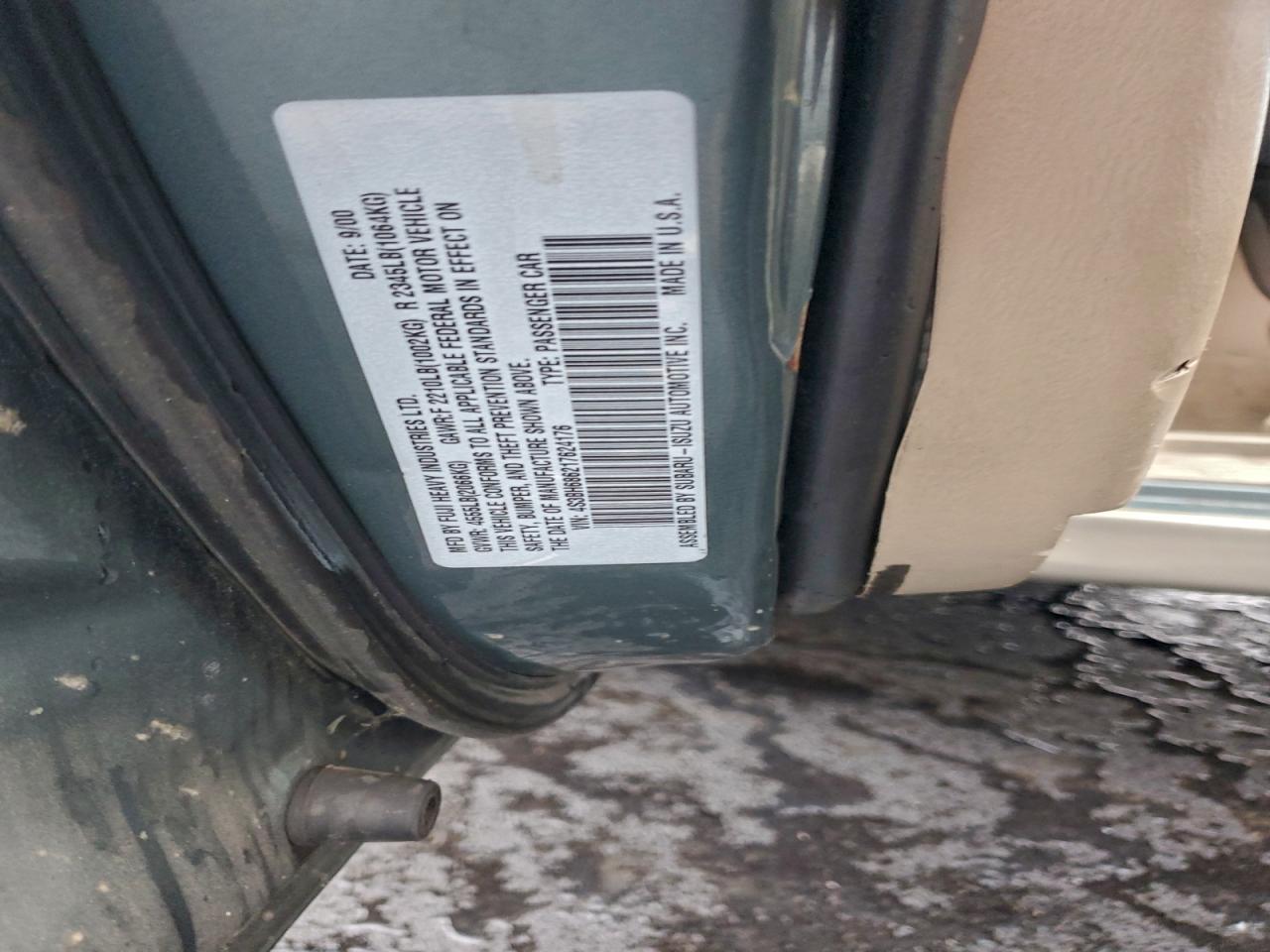 2001 Subaru Legacy Outback Limited VIN: 4S3BH686217624176 Lot: 94326795