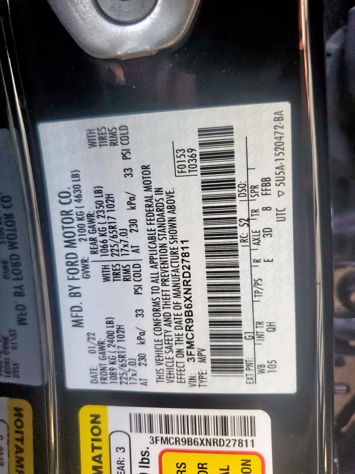 2022 Ford Bronco Sport Big Bend VIN: 3FMCR9B6XNRD27811 Lot: 90757295