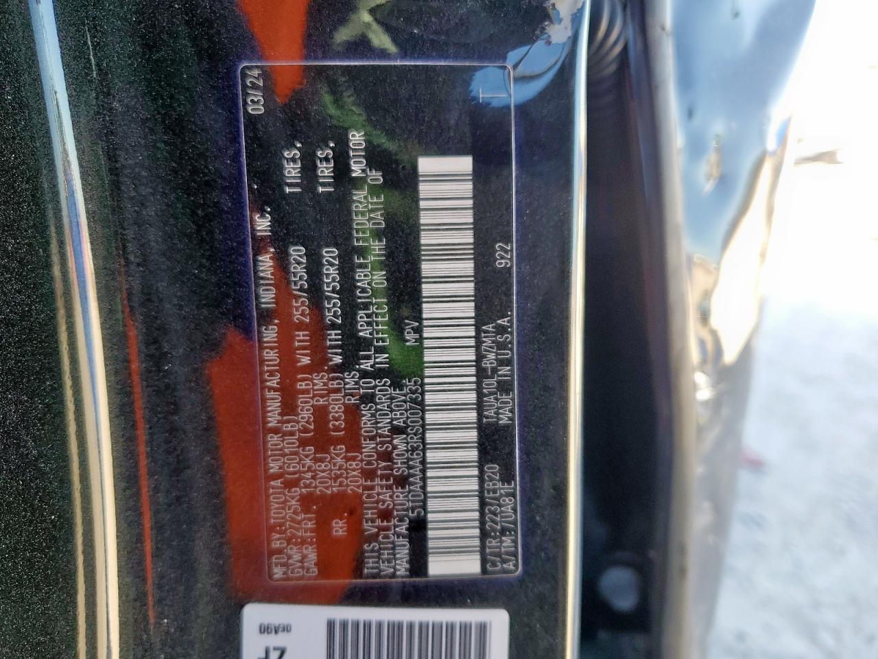 2024 Lexus Tx 350 Base VIN: 5TDAAAA63RS007335 Lot: 92531795