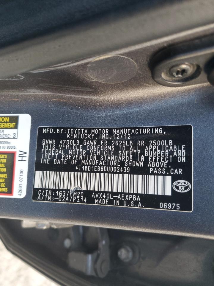 2013 Toyota Avalon Hybrid VIN: 4T1BD1EB8DU002439 Lot: 92926565