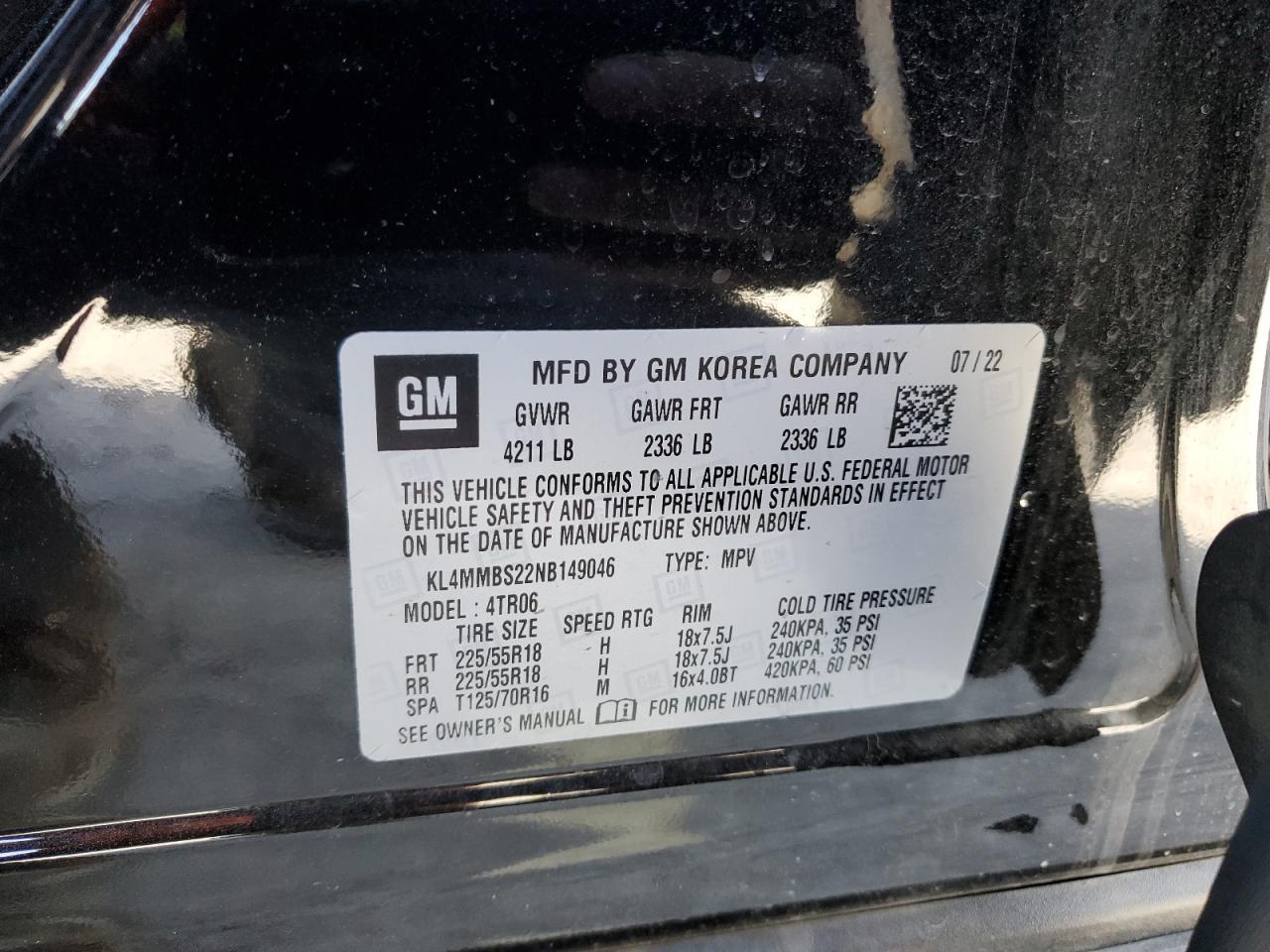 2022 Buick Encore Gx Preferred VIN: KL4MMBS22NB149046 Lot: 91225645