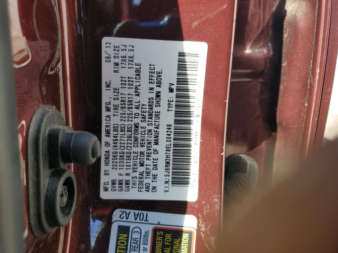 2014 Honda Cr-V Exl VIN: 5J6RM3H78EL004246 Lot: 90887215