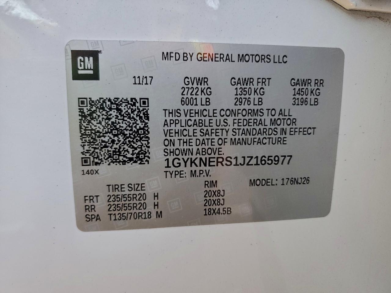 2018 Cadillac Xt5 Premium Luxury VIN: 1GYKNERS1JZ165977 Lot: 94517235