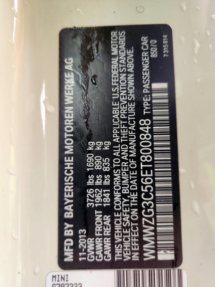 2014 Mini Cooper S Clubman VIN: WMWZG3C56ET800848 Lot: 93937085