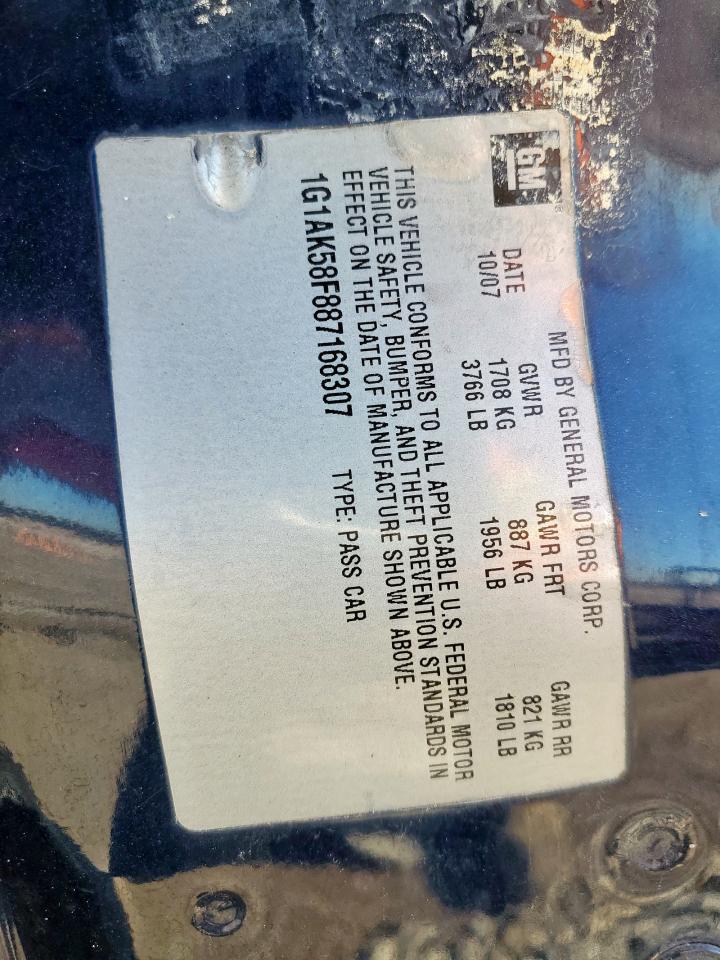 2008 Chevrolet Cobalt Ls VIN: 1G1AK58F887168307 Lot: 90368105